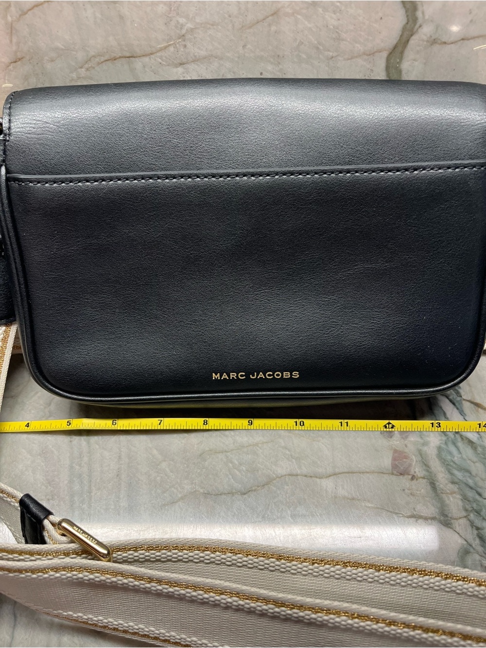 Marc Jacobs Black Leather Crossbody with Gold Hardware and Logo Strap - Picture 4 of 12